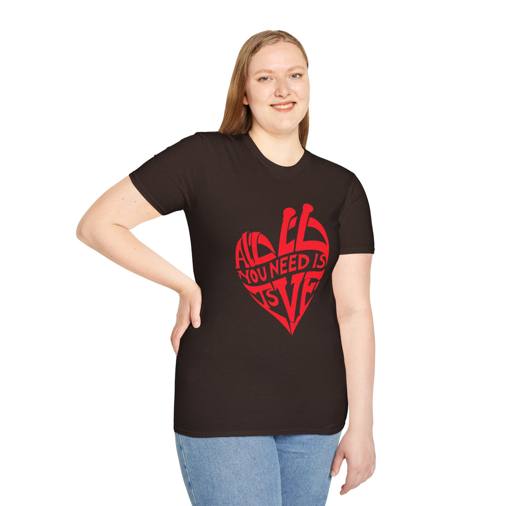 Love Heart T-Shirt — "All You Need Is Love" Retro Graphic