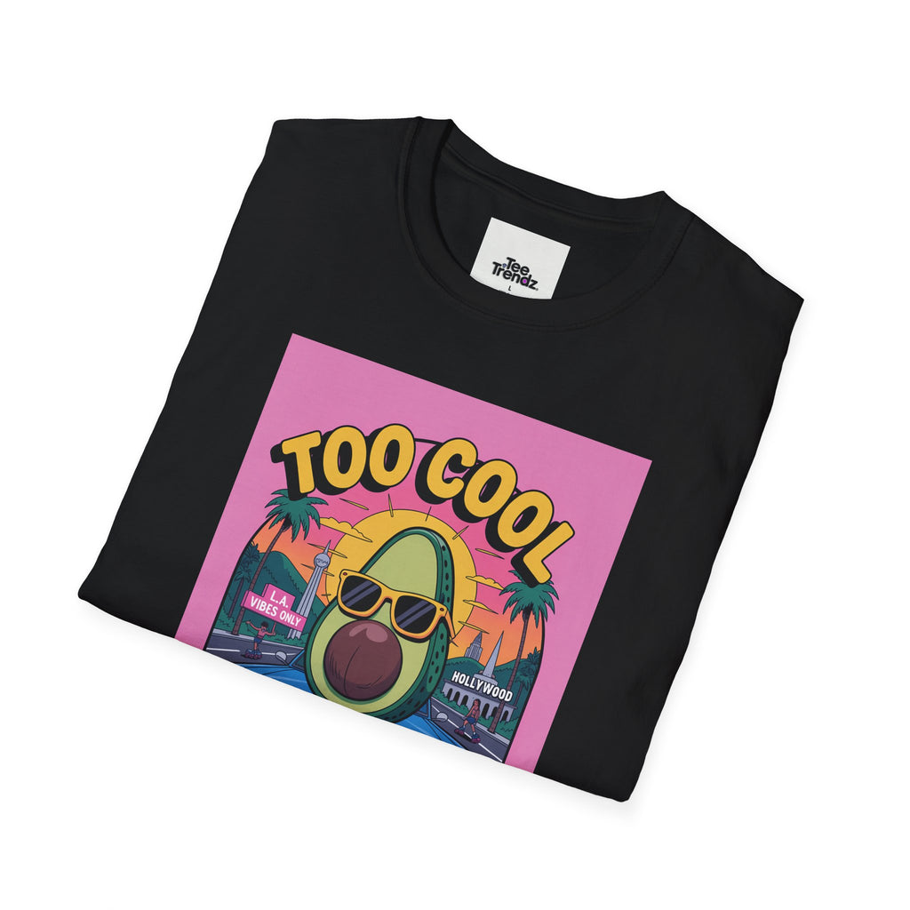 Too Cool for Traffic Avocado Tee — Retro Beach Car Graphic T-Shirt