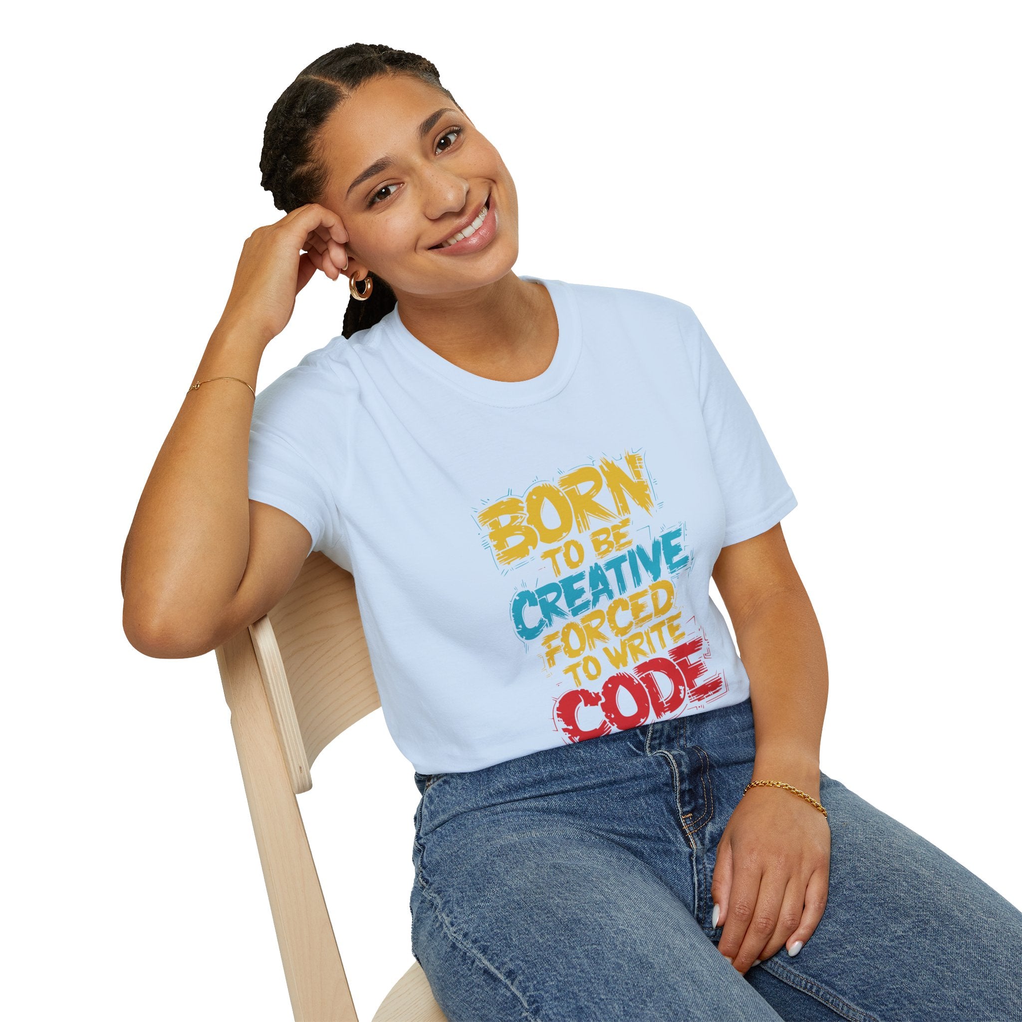 T-Shirt — "Born to Be Creative, Forced to Write Code" Developer Tee