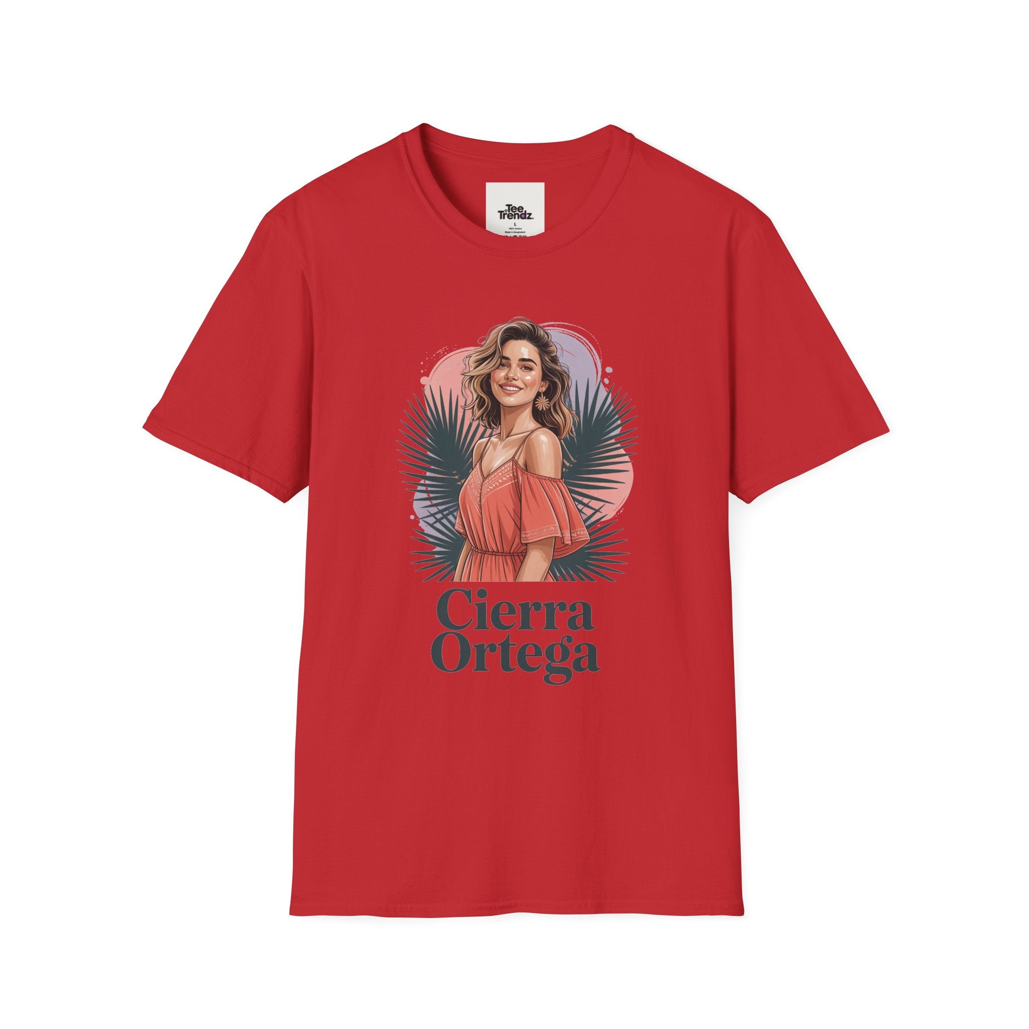 Personalized Portrait T‑Shirt — Custom Name "Cierra Ortega" Tropical Palm Graphic