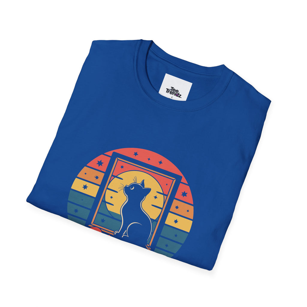 Stay Pawsitive Cat T-Shirt — Retro Rainbow Cat Graphic Tee