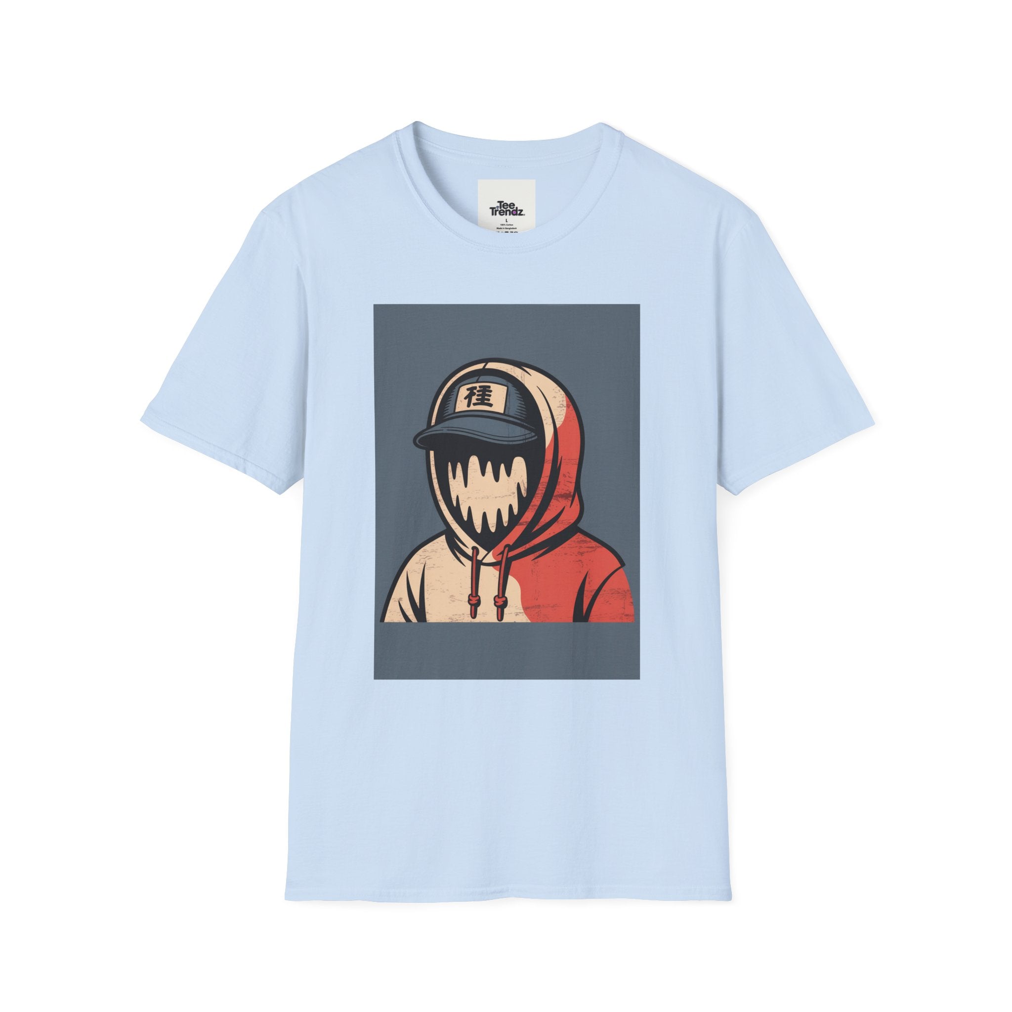 Hooded Mask Graphic T-Shirt — Streetwear Skater Hoodie Illustration