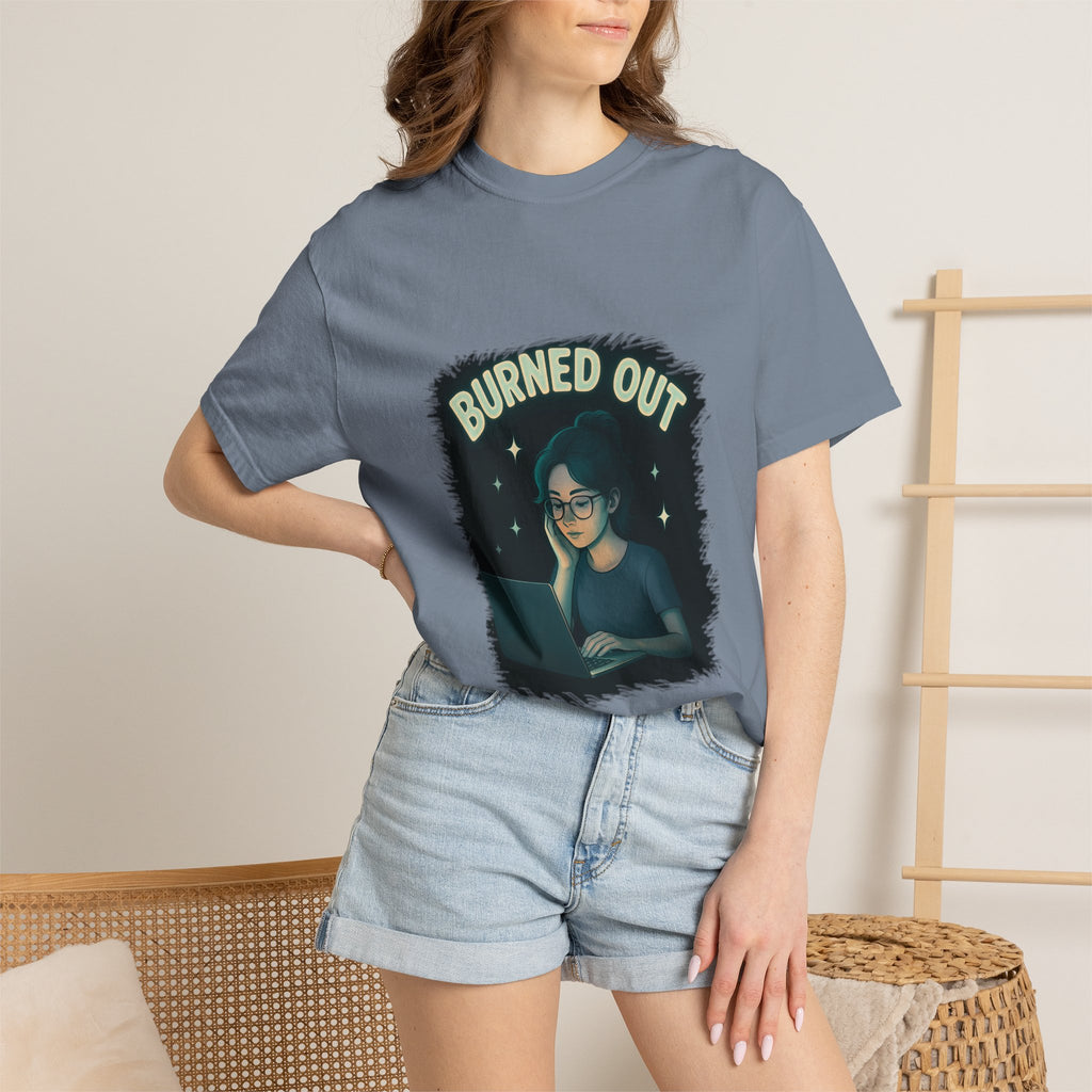 Burned Out Night Owl T-Shirt — Funny Exhausted Programmer Graphic Tee