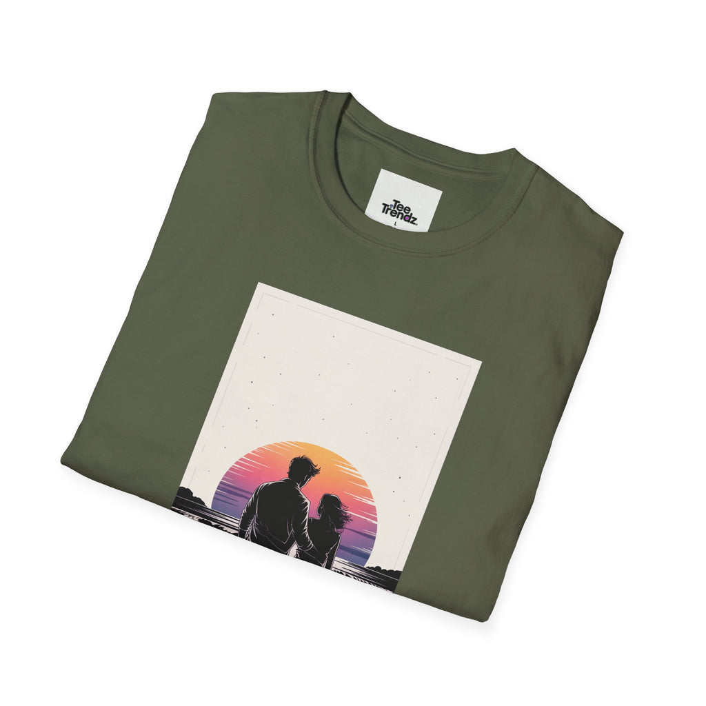 Couple Silhouette Beach T-Shirt — Sunset Romantic Graphic Tee