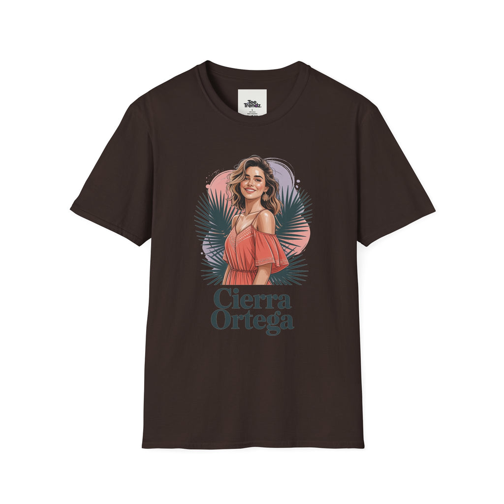 Personalized Portrait T‑Shirt — Custom Name "Cierra Ortega" Tropical Palm Graphic