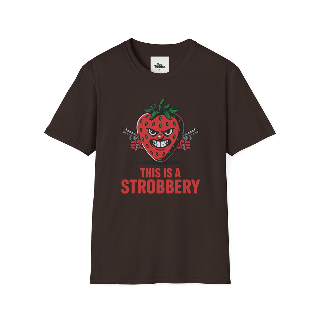 Stroberry Tee – Funny Cartoon Strawberry Graphic T-Shirt (“This Is A Stroberry”)