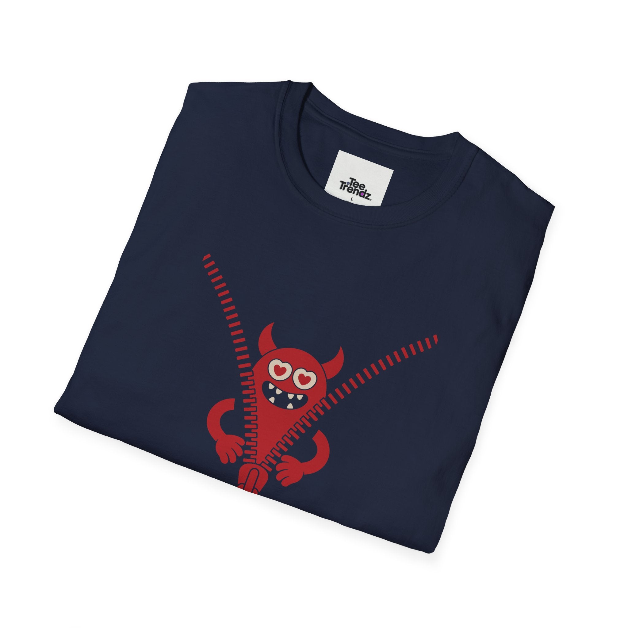 T-Shirt — Playful Monster Zipper Graphic Tee
