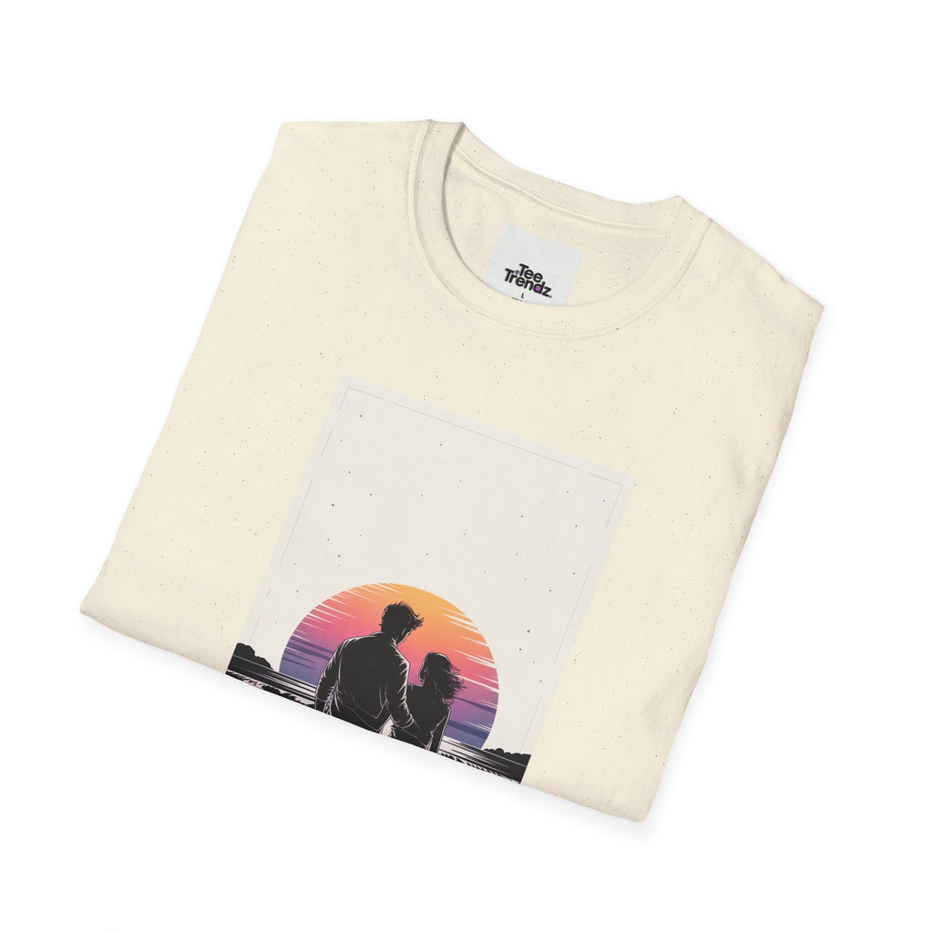 Couple Silhouette Beach T-Shirt — Sunset Romantic Graphic Tee