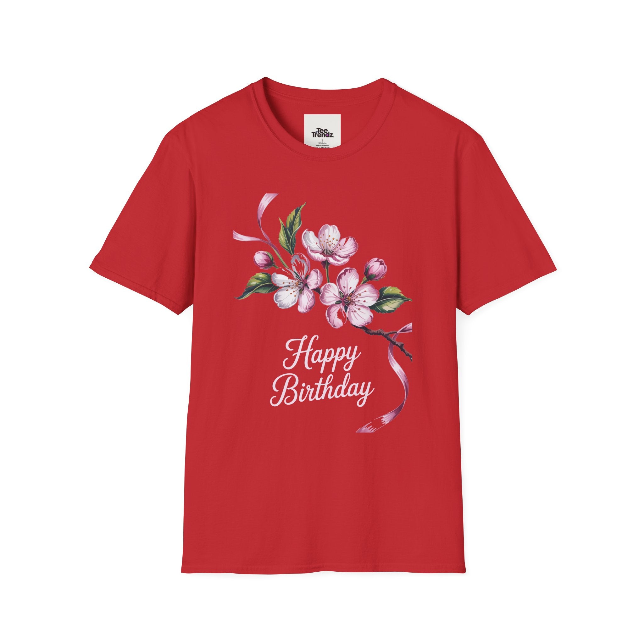 Happy Birthday Floral T-Shirt — Pink Blossom Birthday Tee