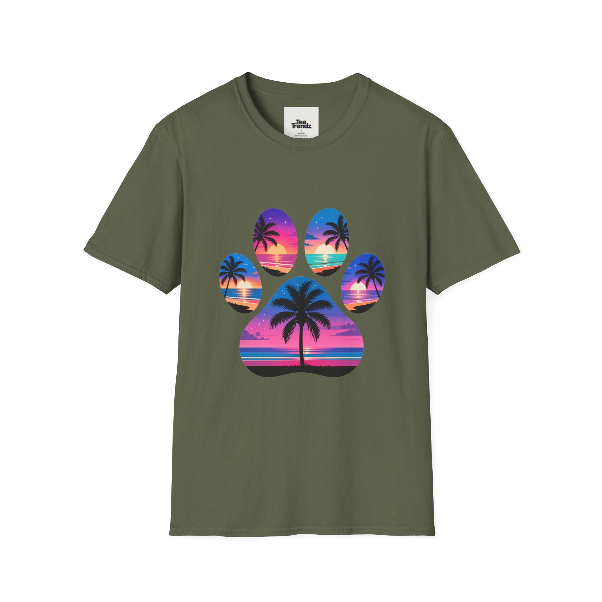 T-Shirt — Tropical Paw Sunset Graphic Tee