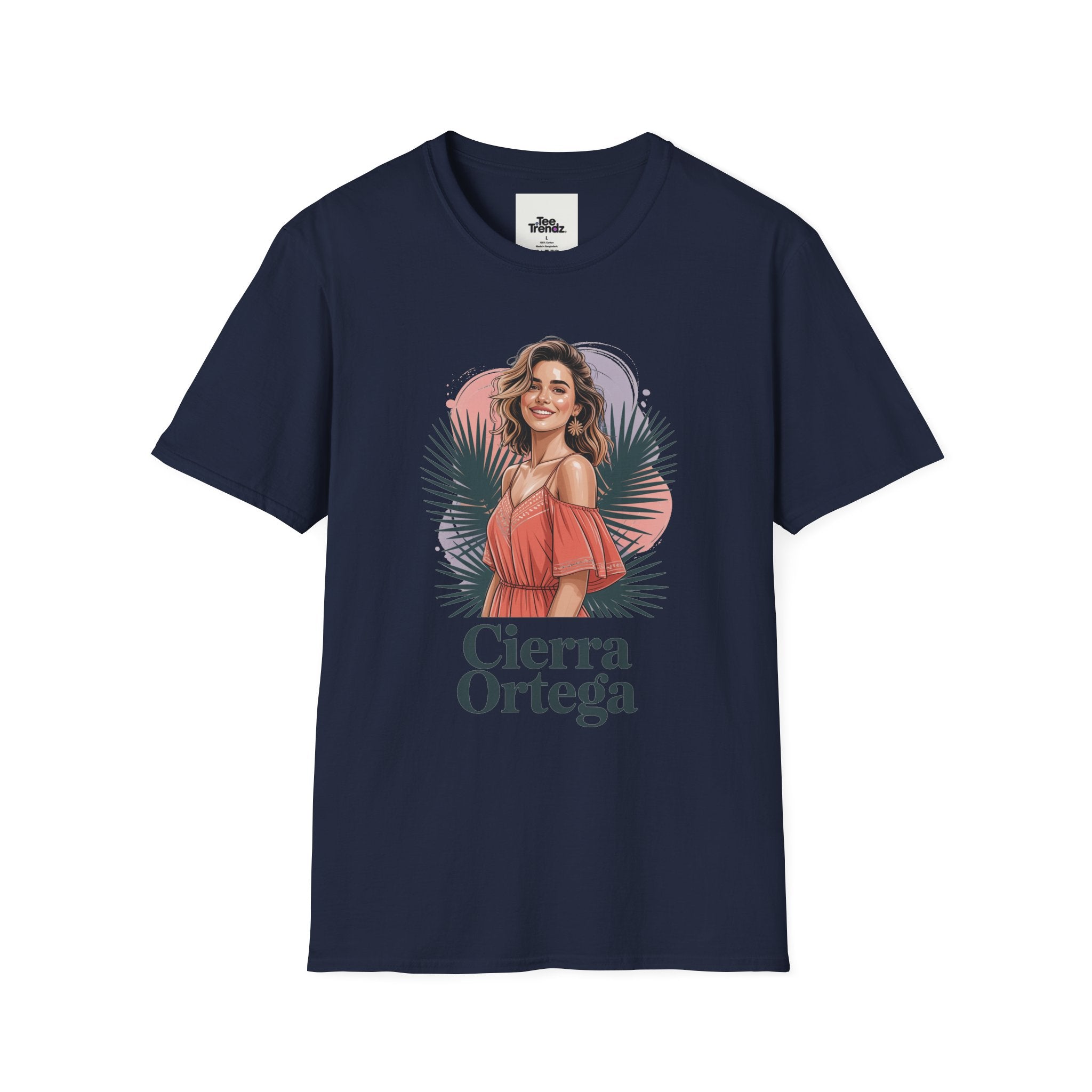 Personalized Portrait T‑Shirt — Custom Name "Cierra Ortega" Tropical Palm Graphic