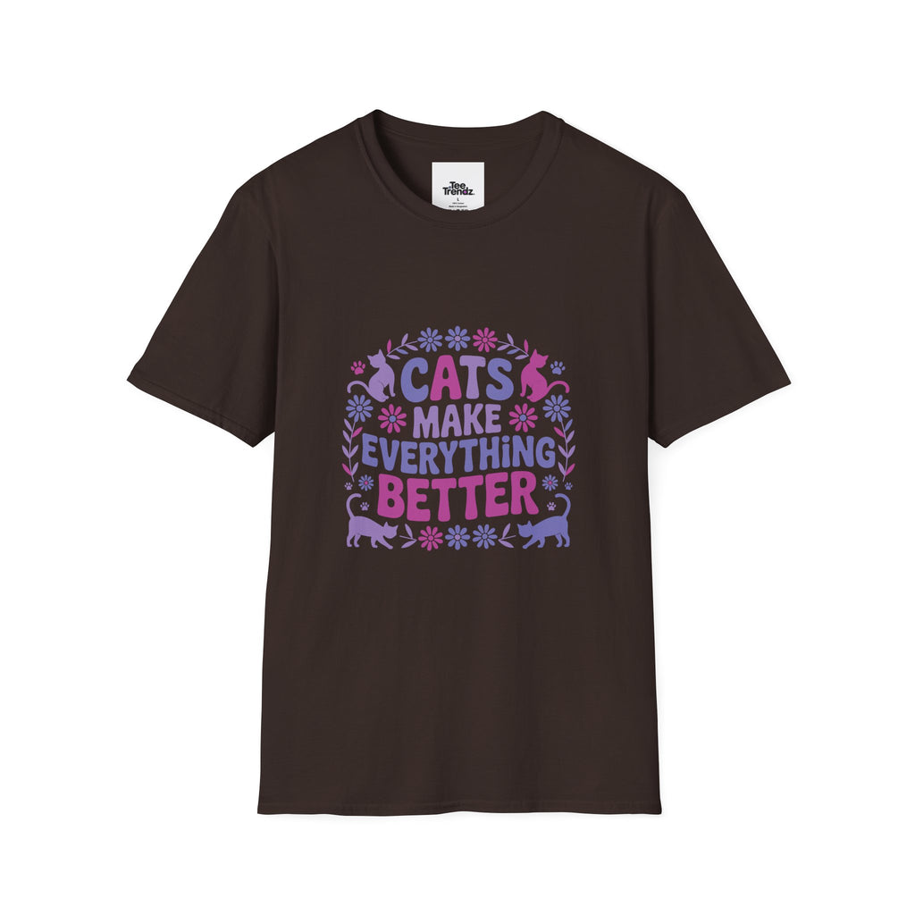 Cats Make Everything Better T-Shirt — Cute Purple Cat Lover Tee