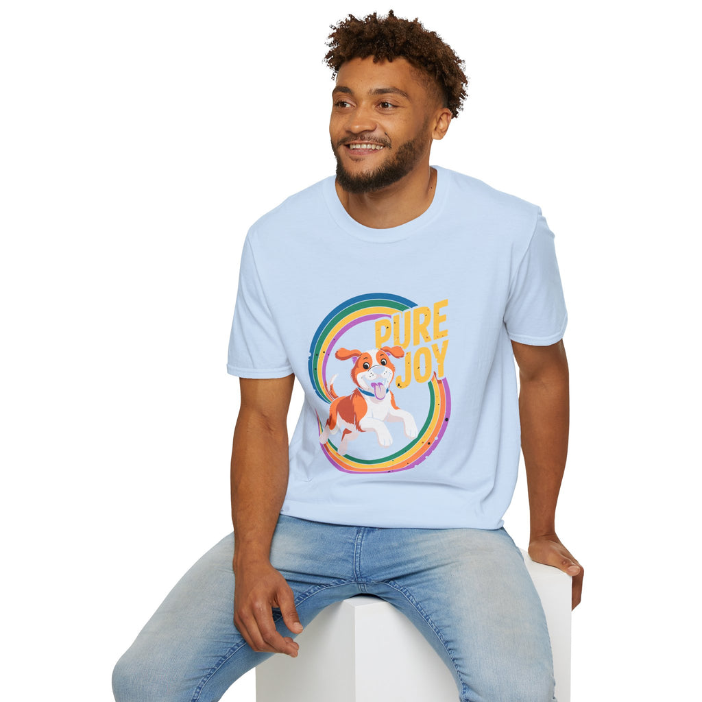 Pure Joy Dog T-Shirt – Playful Beagle Graphic Tee with Rainbow
