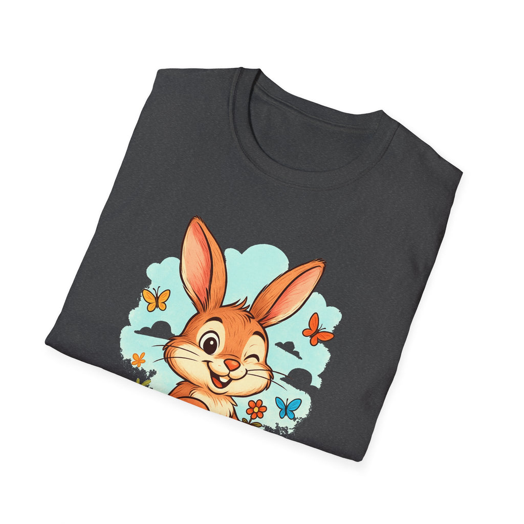 Cute Bunny Tee — Cartoon Rabbit with Butterflies Kids Easter Shirt