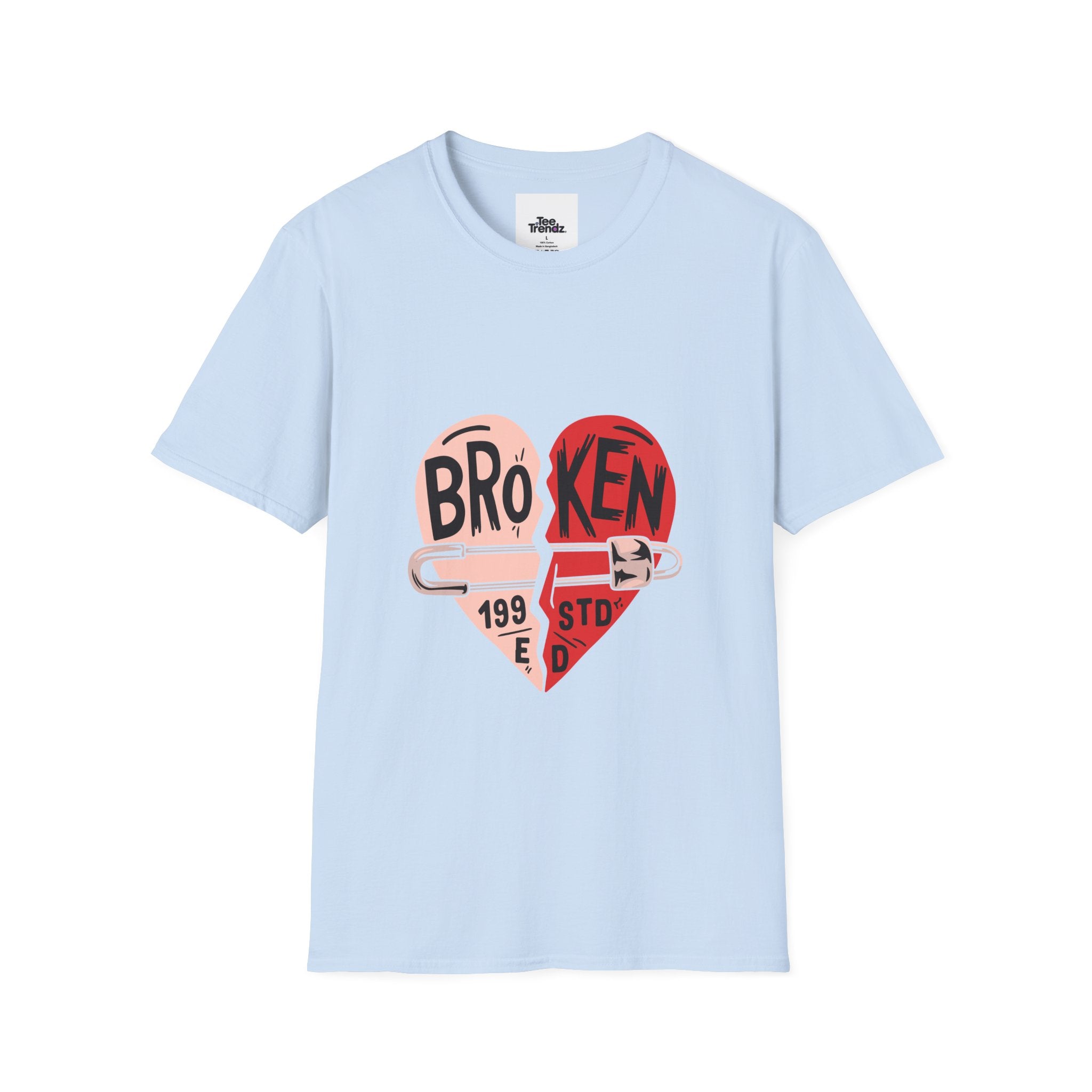 Broken Heart Graphic T-Shirt — Heart Safety Pin Design