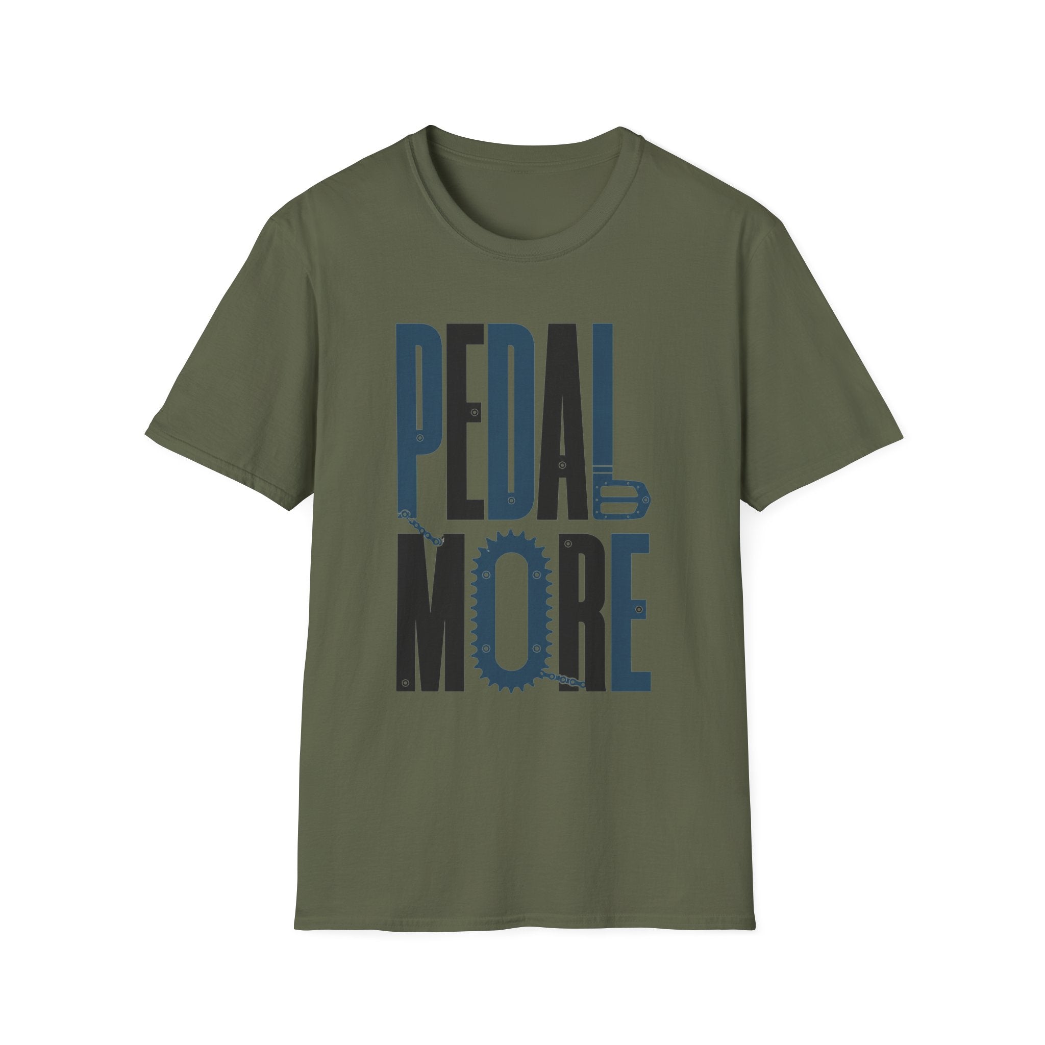 Pedal More T‑Shirt — Cycling Graphic Tee with Bike Pedal & Gear Design