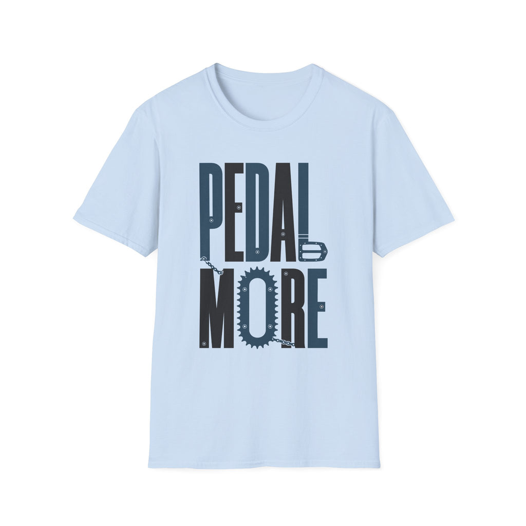 Pedal More T‑Shirt — Cycling Graphic Tee with Bike Pedal & Gear Design