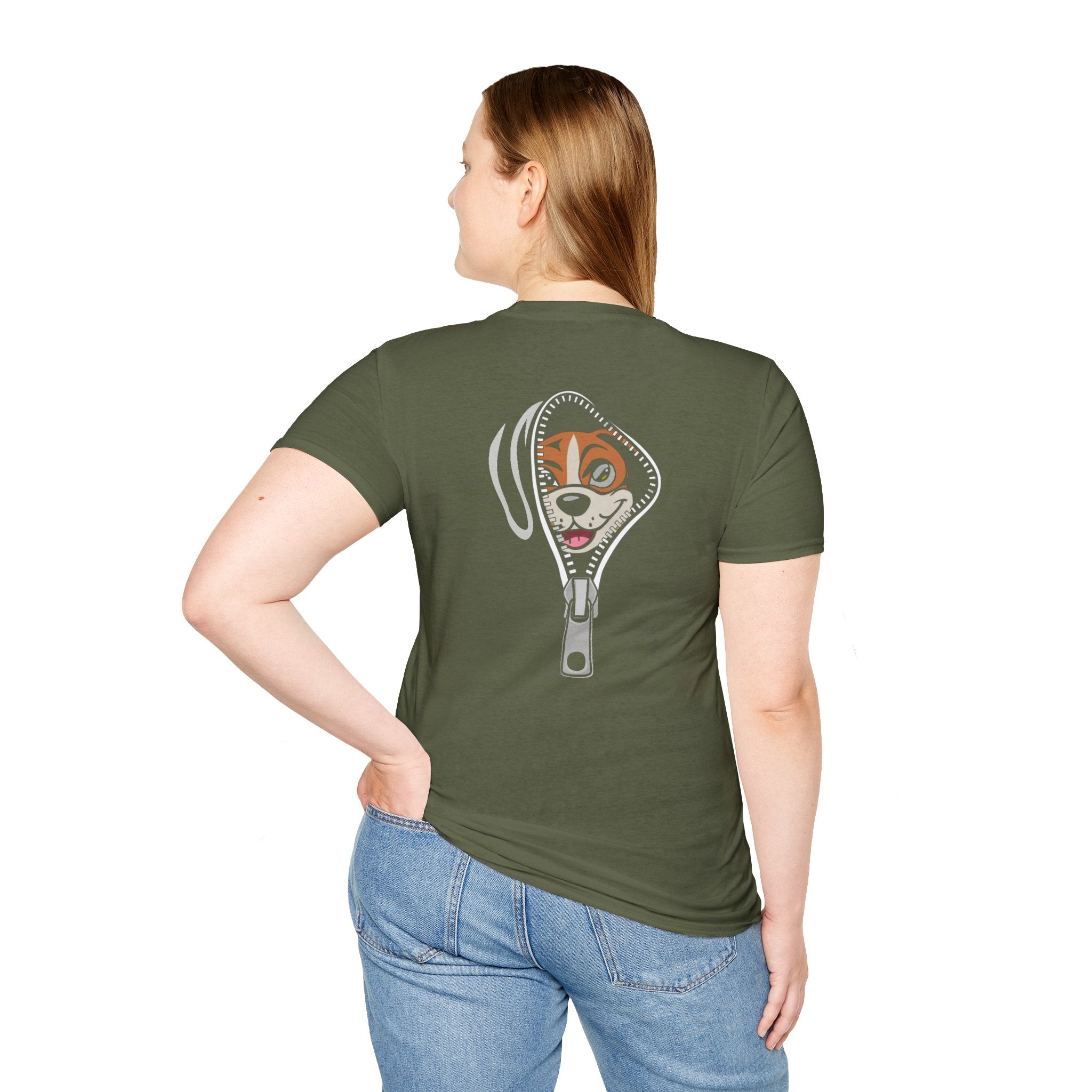 Zipper Reveal Dog Graphic T-Shirt