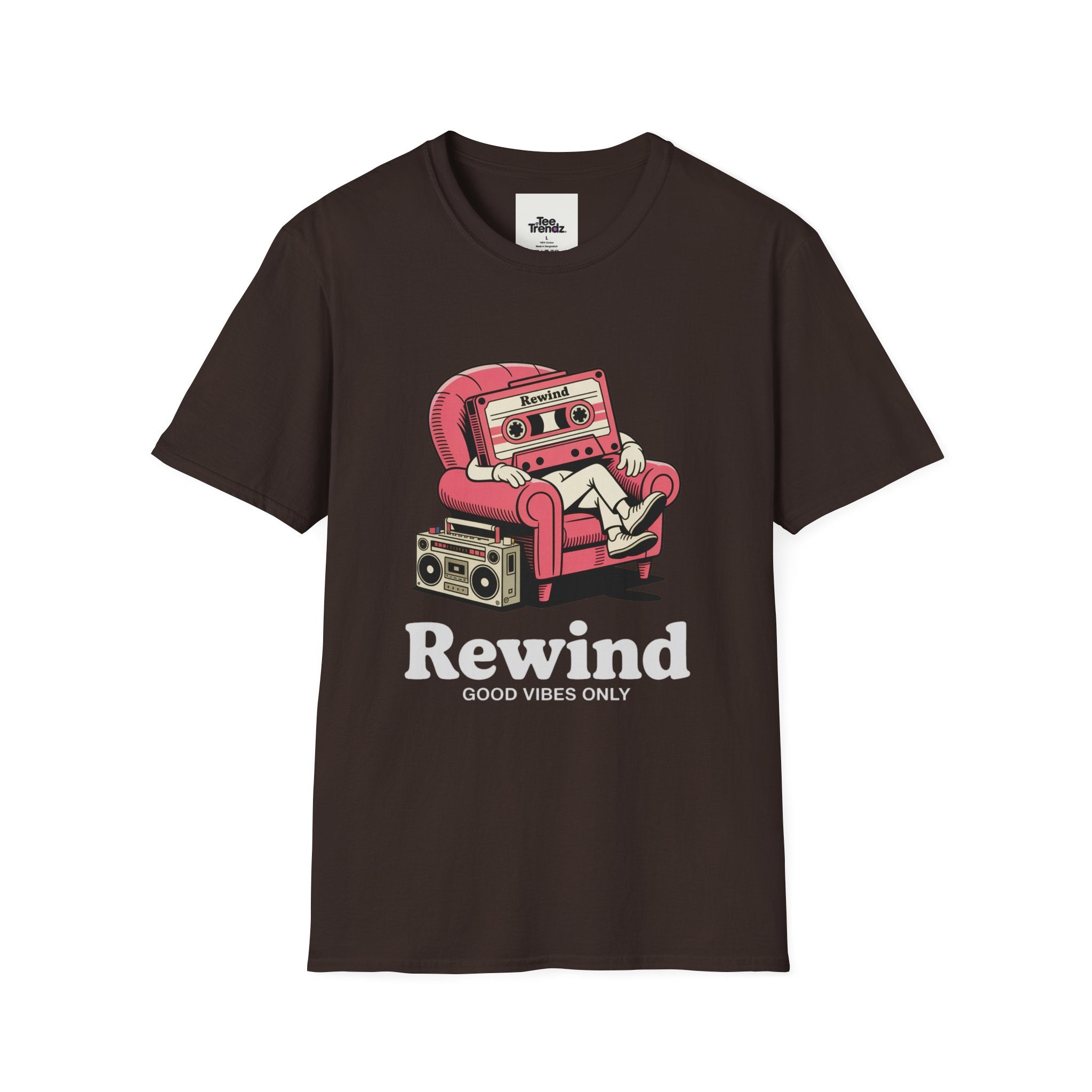 T-Shirt — "Rewind: Good Vibes Only" Retro Cassette Graphic Tee