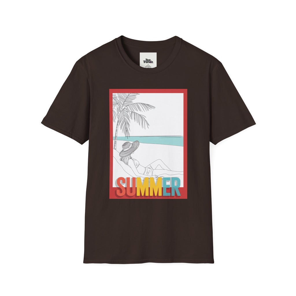 Summer Beach Graphic T-Shirt — 'SUMMER' Retro Palm & Relaxation Design
