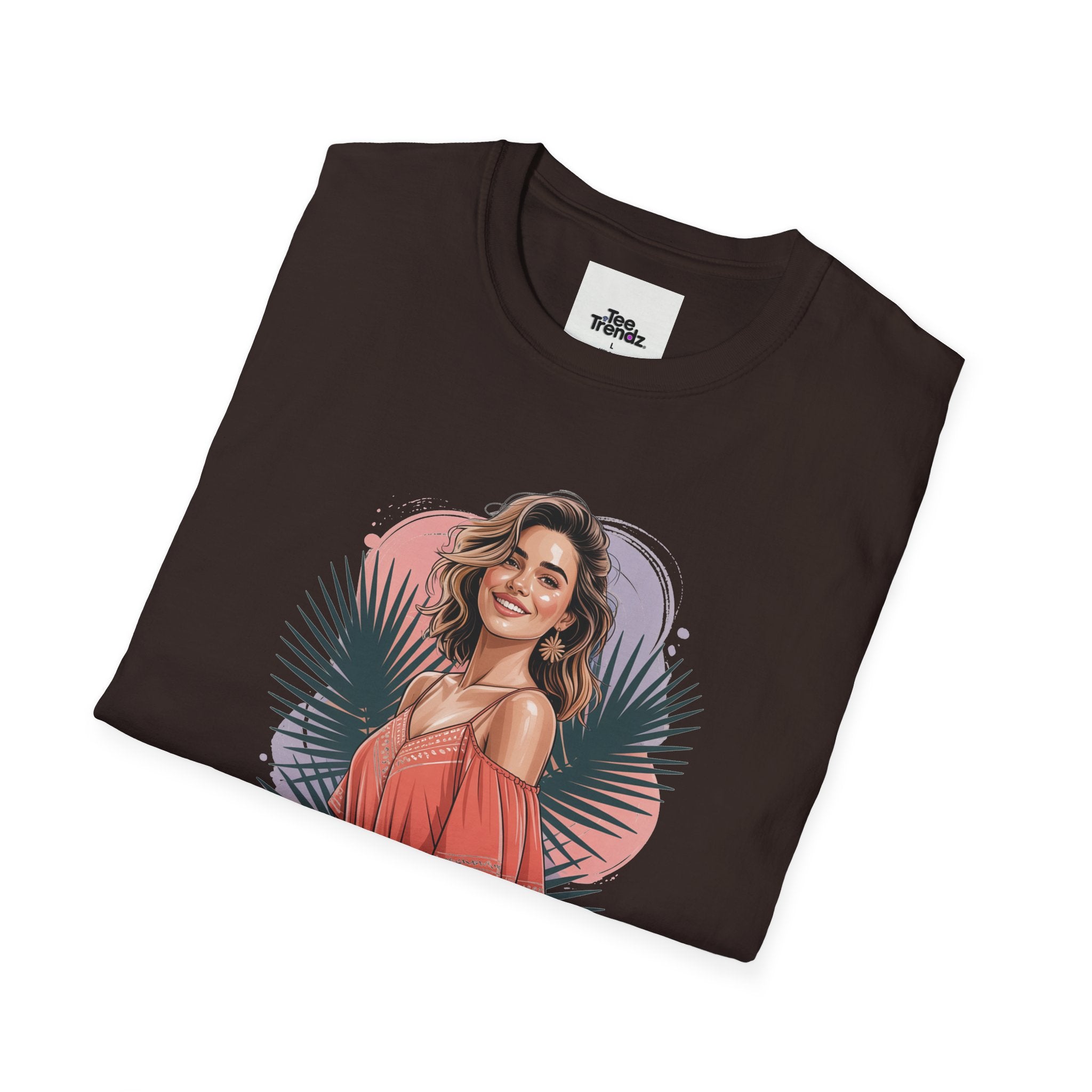 Personalized Portrait T‑Shirt — Custom Name "Cierra Ortega" Tropical Palm Graphic
