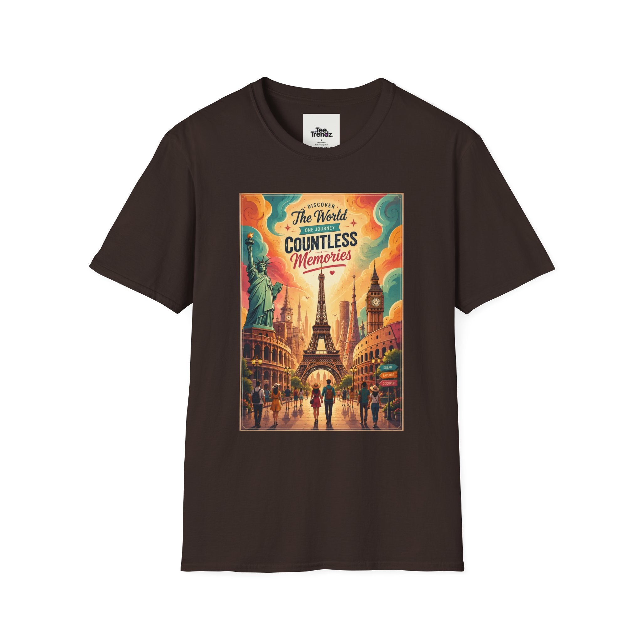 Travel Poster T-Shirt — 'The World, Countless Memories' Vintage Eiffel Tower Tee