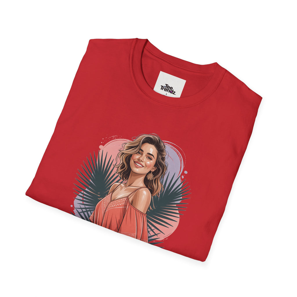Personalized Portrait T‑Shirt — Custom Name "Cierra Ortega" Tropical Palm Graphic