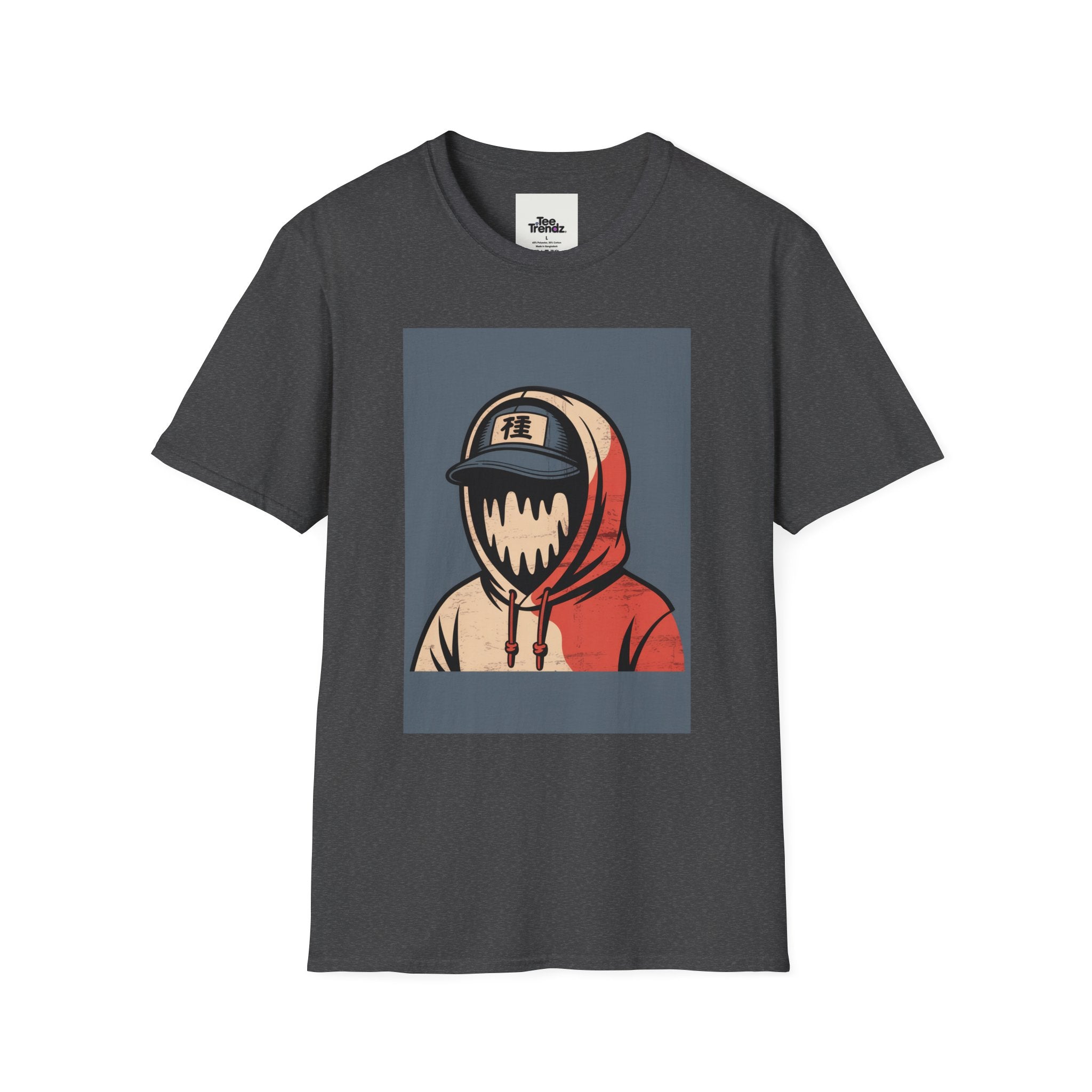 Hooded Mask Graphic T-Shirt — Streetwear Skater Hoodie Illustration