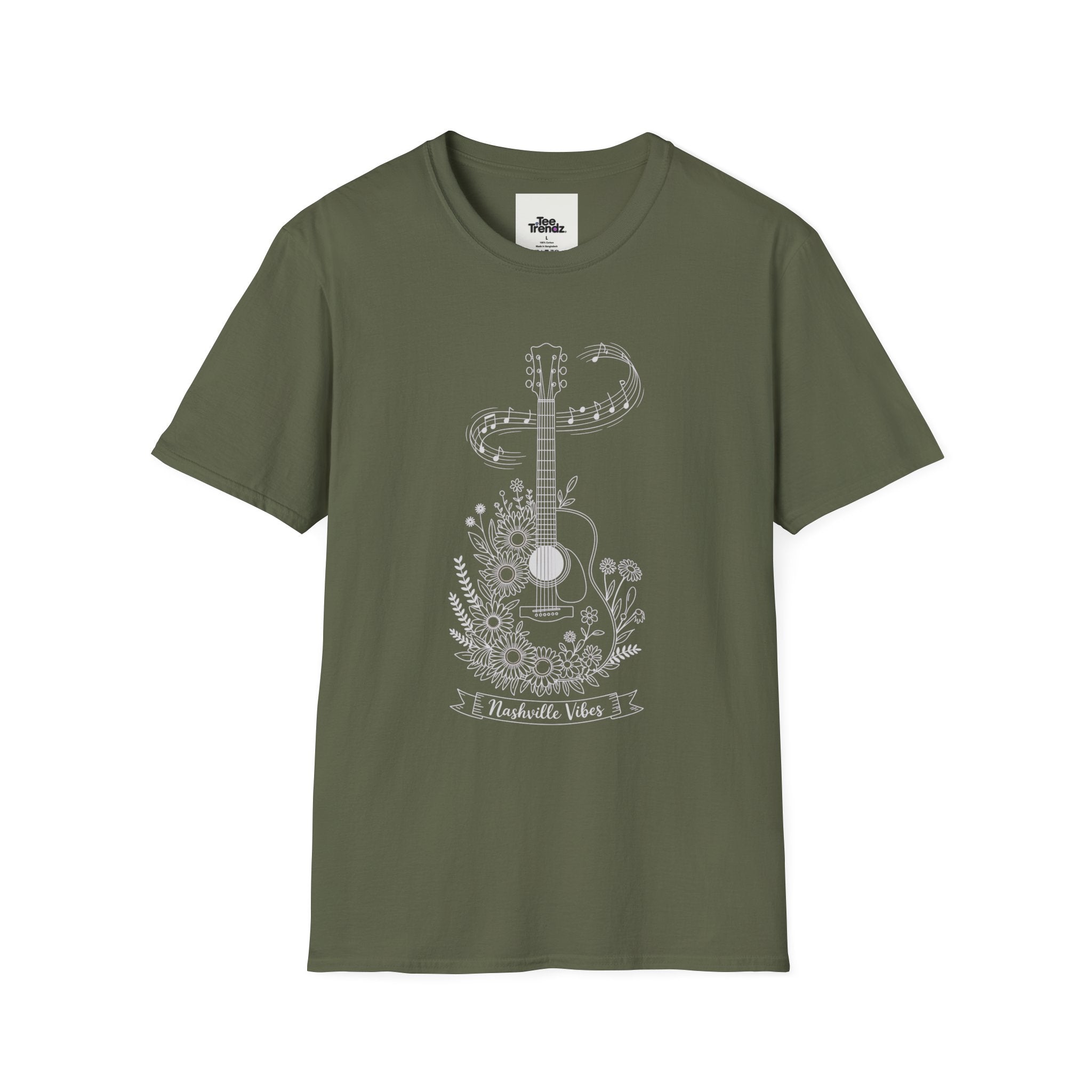 Acoustic Floral Guitar T-Shirt — 'A Heartwide Water I...' Music Tee for Songwriters & Folk Lovers