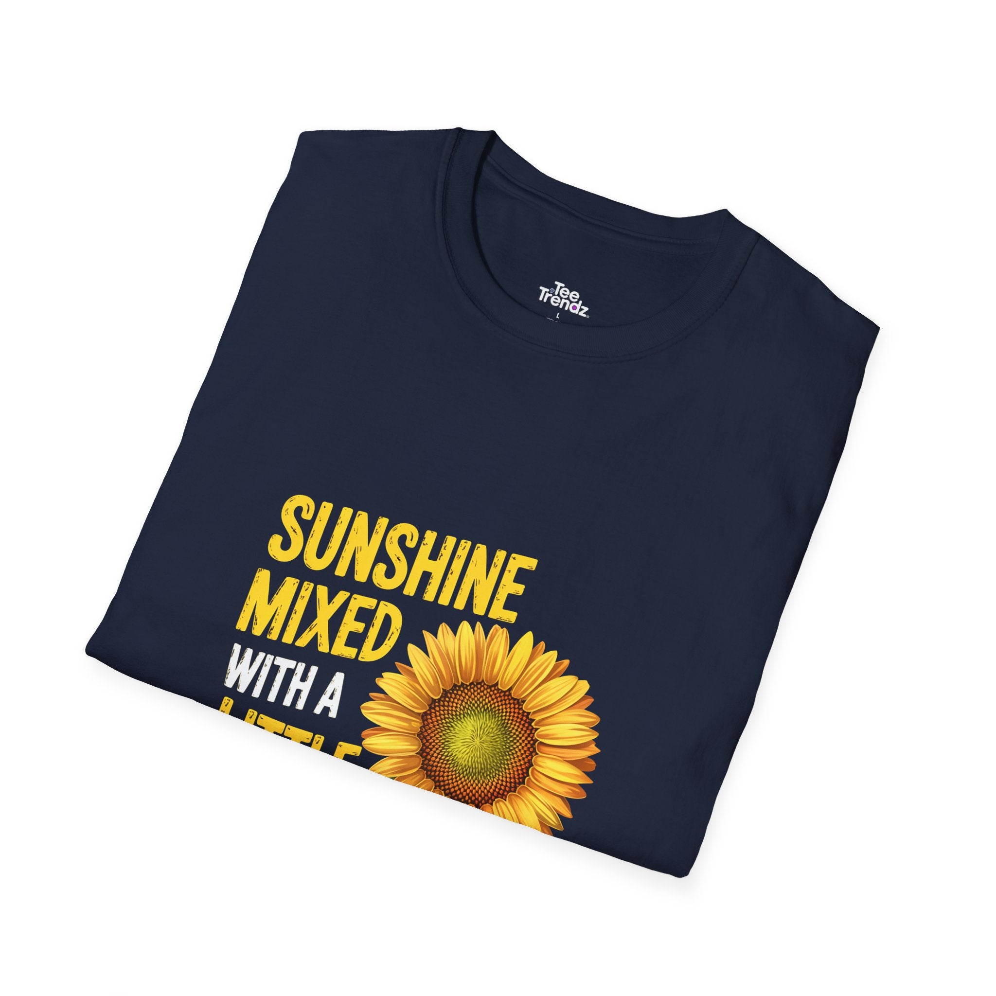 Sunshine Mixed With A Little Hurricane T-Shirt – Sunflower Graphic Tee for Bold, Fun-Loving Women