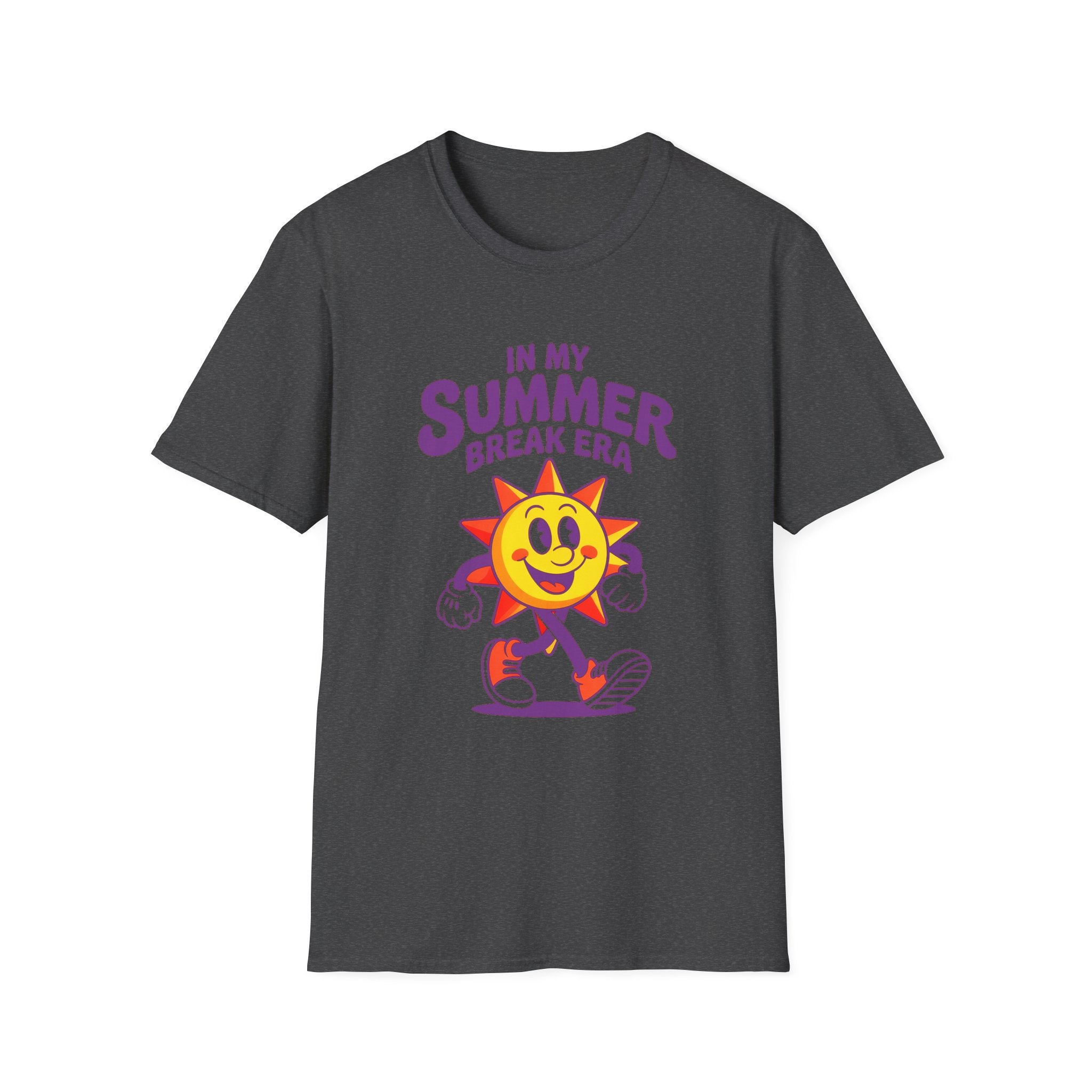 Summer Break Era T‑Shirt – Retro Smiling Sun Graphic