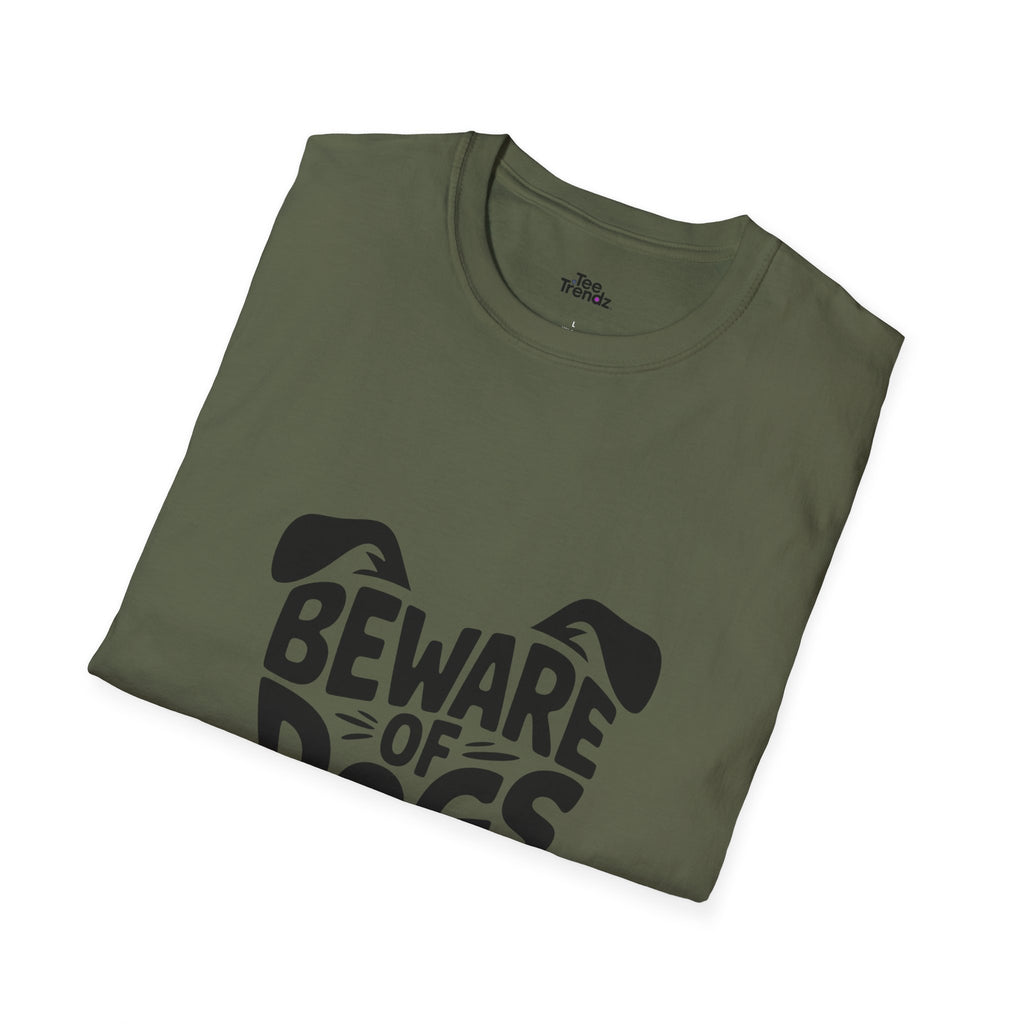 Beware of Dogs T-Shirt — Cute Dog Face Graphic Tee for Dog Lovers