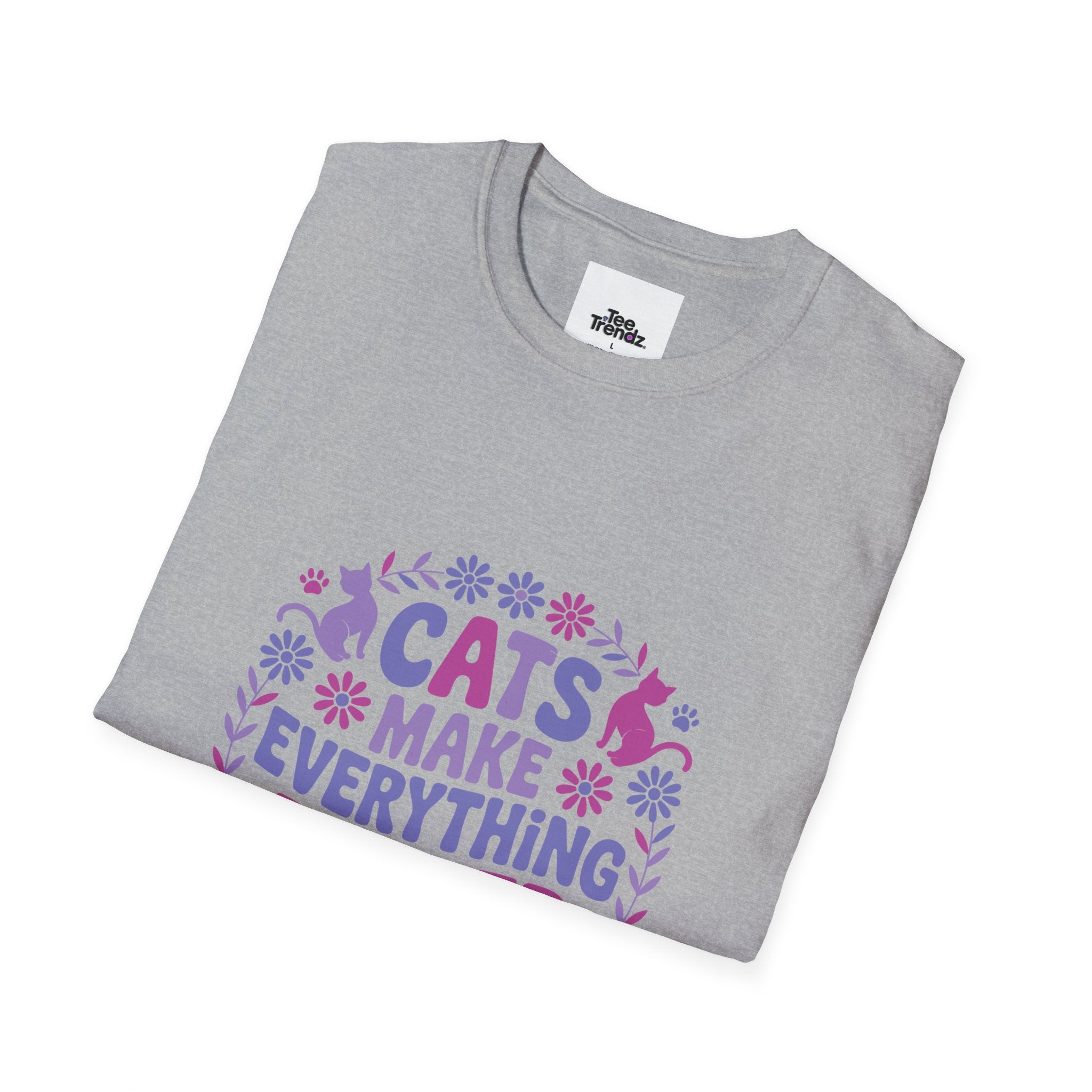 Cats Make Everything Better T-Shirt — Cute Purple Cat Lover Tee