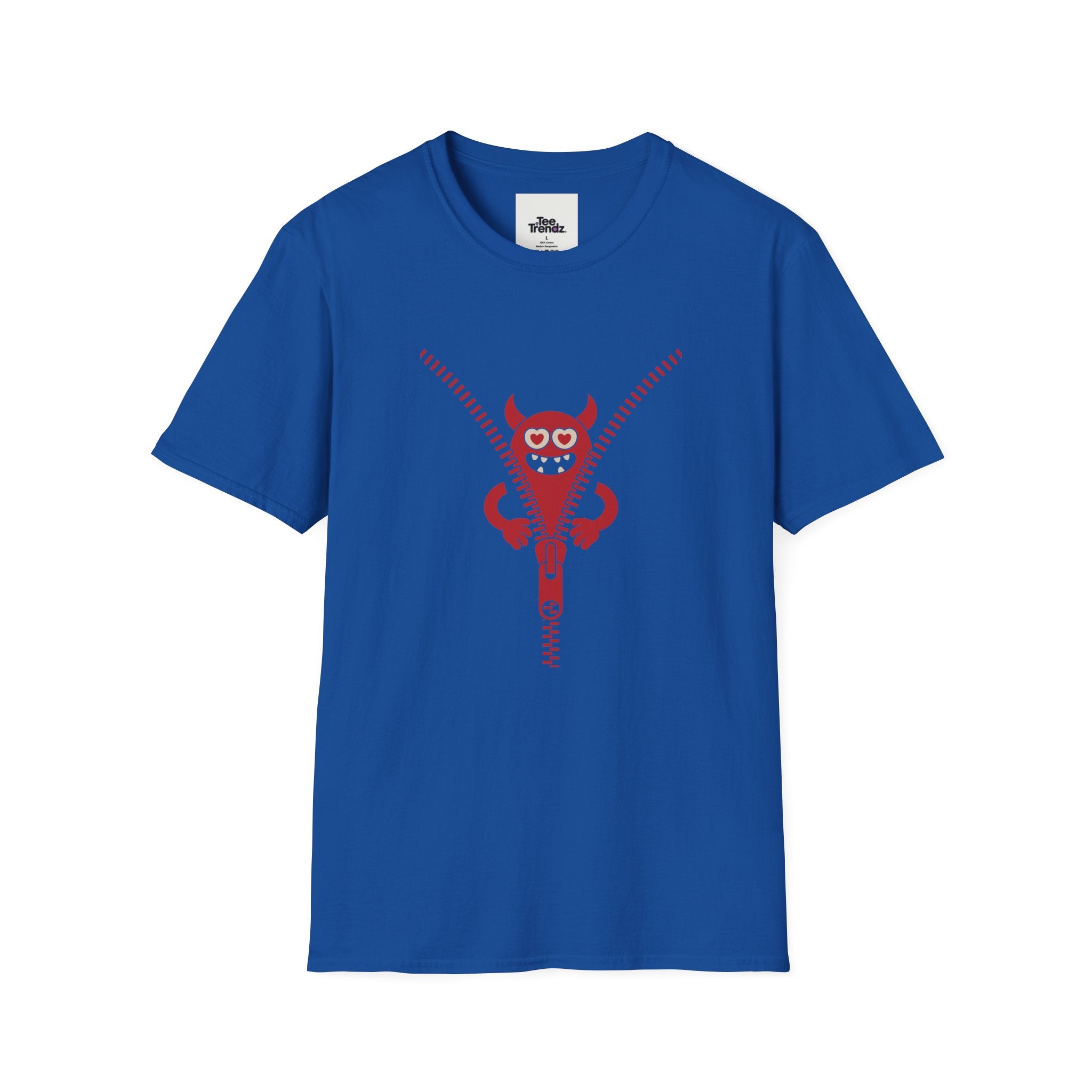 T-Shirt — Playful Monster Zipper Graphic Tee