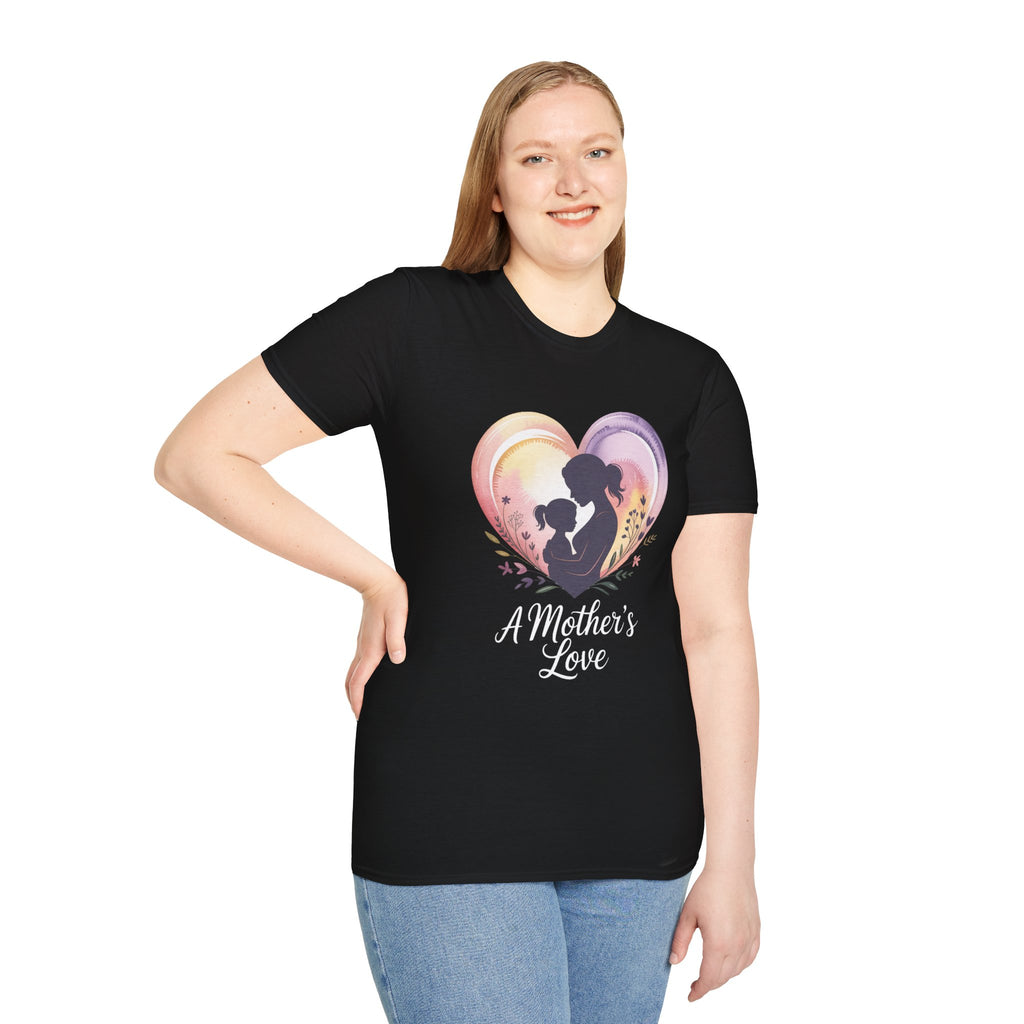 Mother's Love T-Shirt — Silhouette Heart Mom & Child Graphic (Mother's Day Gift)