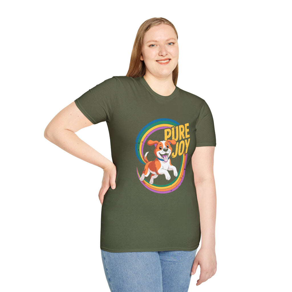 Pure Joy Dog T-Shirt – Playful Beagle Graphic Tee with Rainbow
