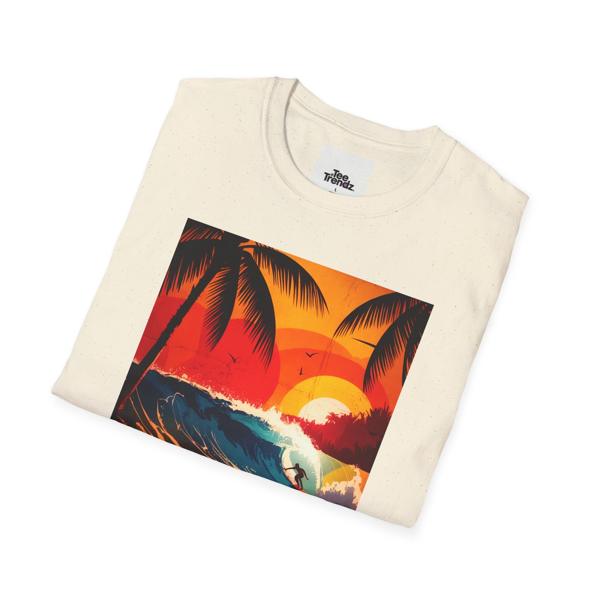 Summer Vibes Surf T-Shirt — Retro Sunset Palm Beach Tee