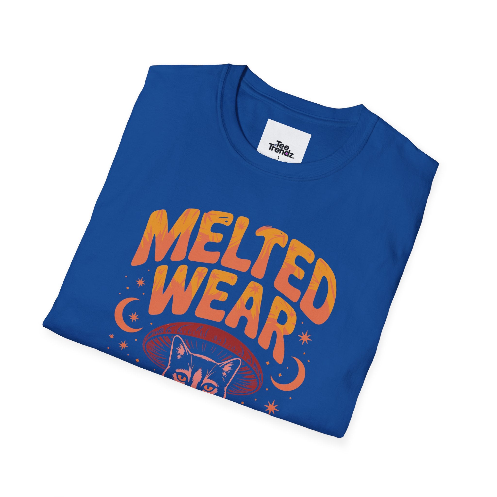 Cat Graphic T-Shirt — "Melted Wear" Retro Moonlit Design