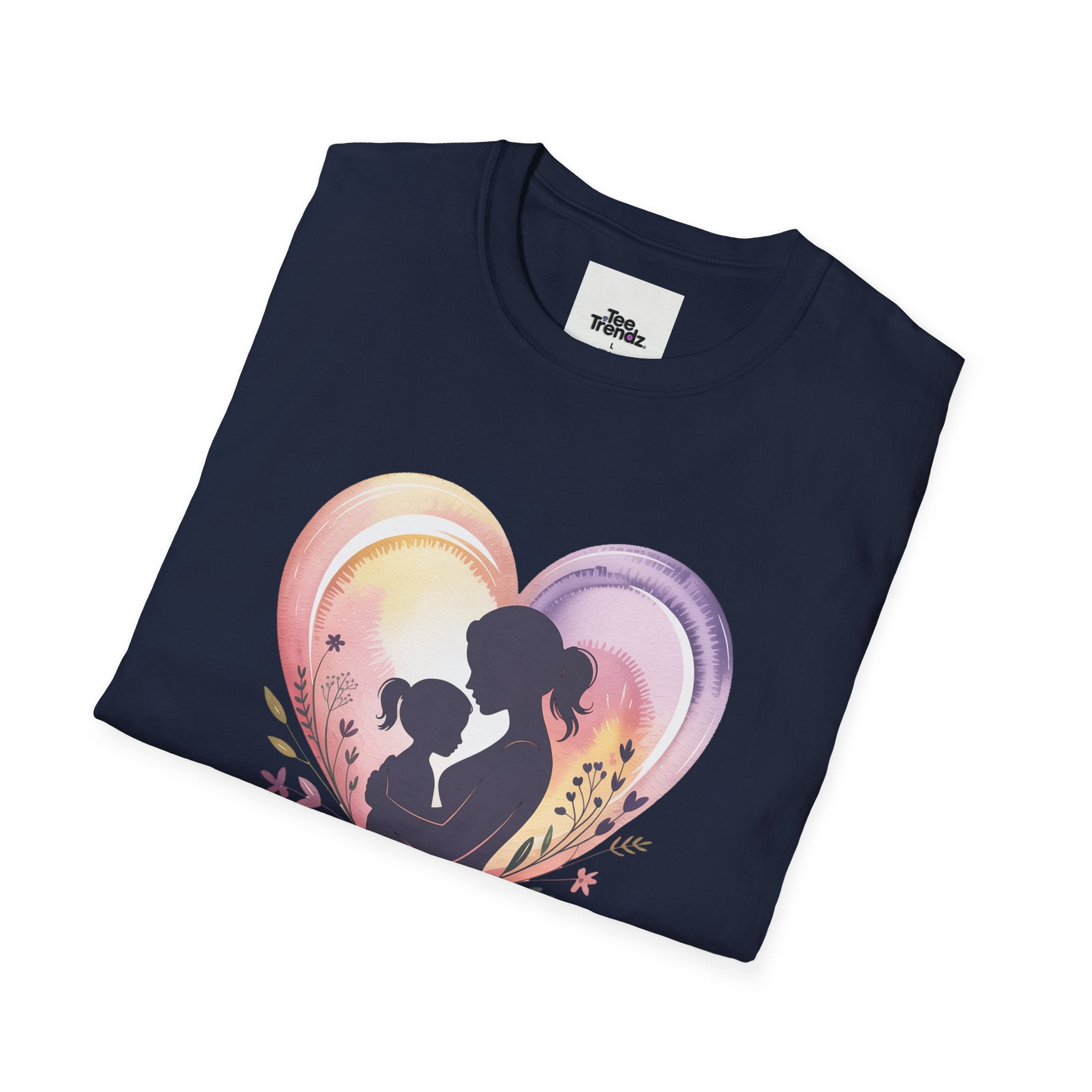 Mother's Love T-Shirt — Silhouette Heart Mom & Child Graphic (Mother's Day Gift)