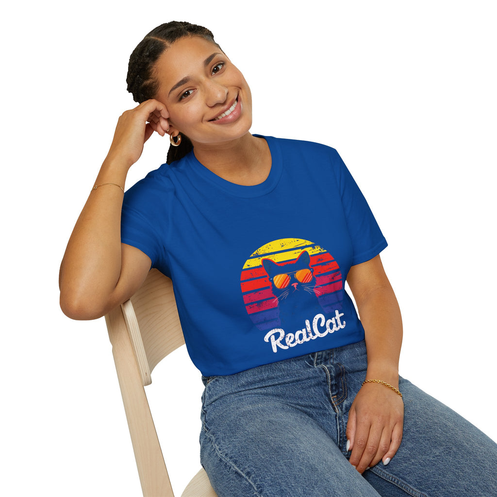 RealCat Retro Cat T-Shirt — Cool Cat Sunglasses Vintage Sunset Tee