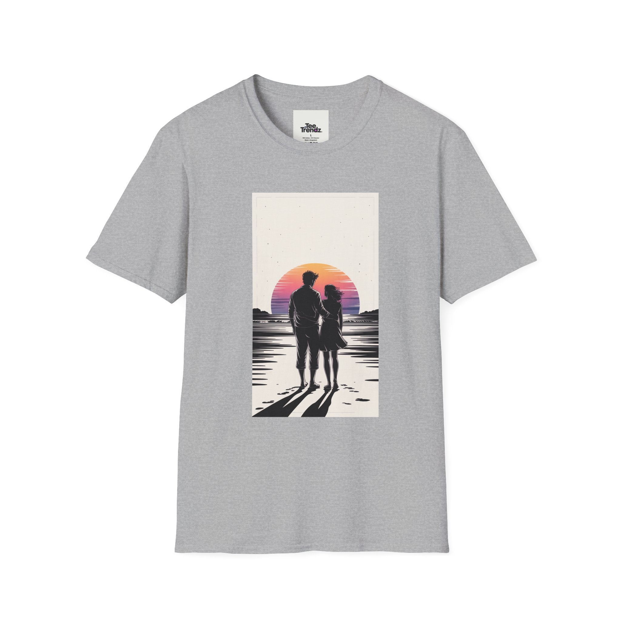 Couple Silhouette Beach T-Shirt — Sunset Romantic Graphic Tee