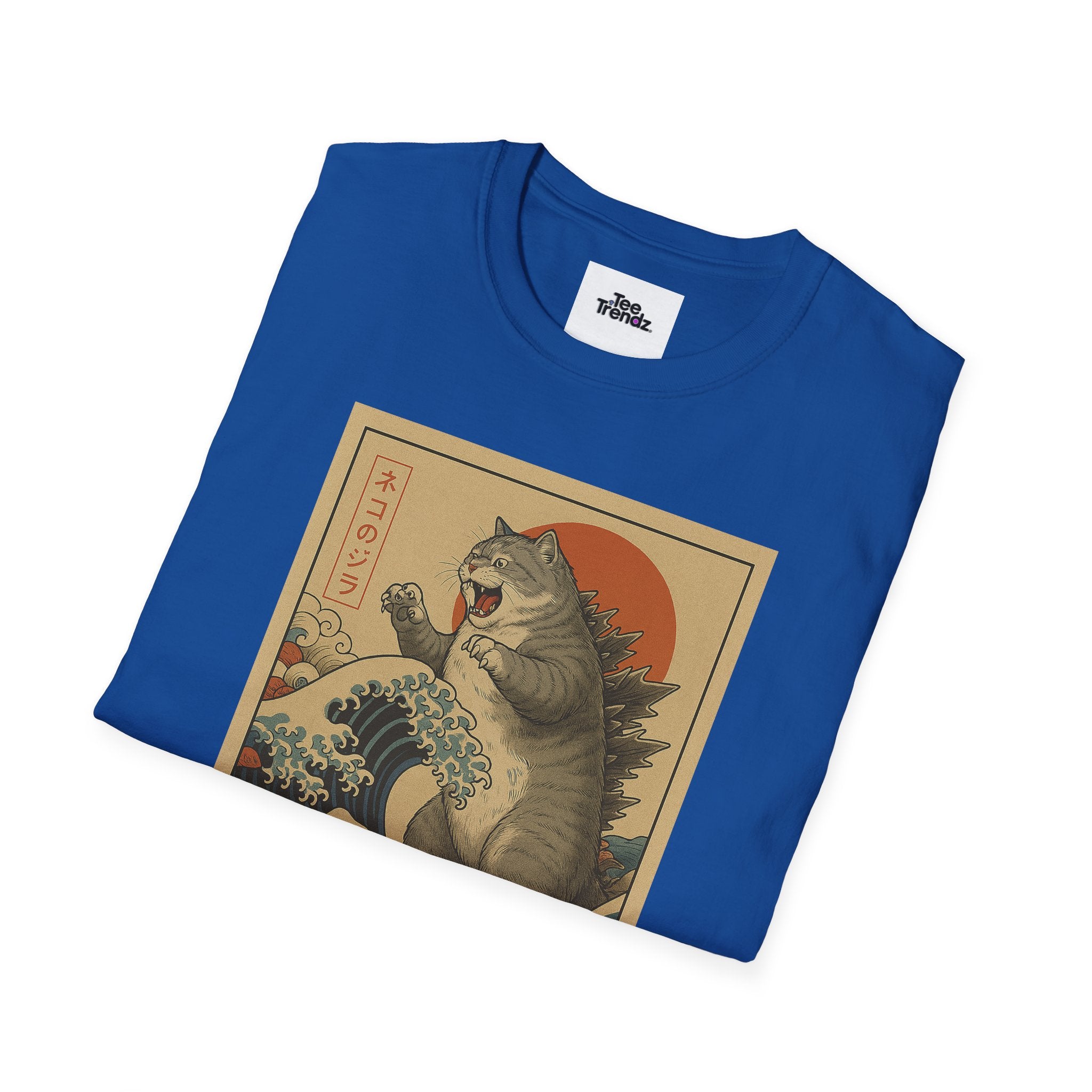 Katana Wave Cat T-Shirt — Vintage Japanese Wave Art Tee
