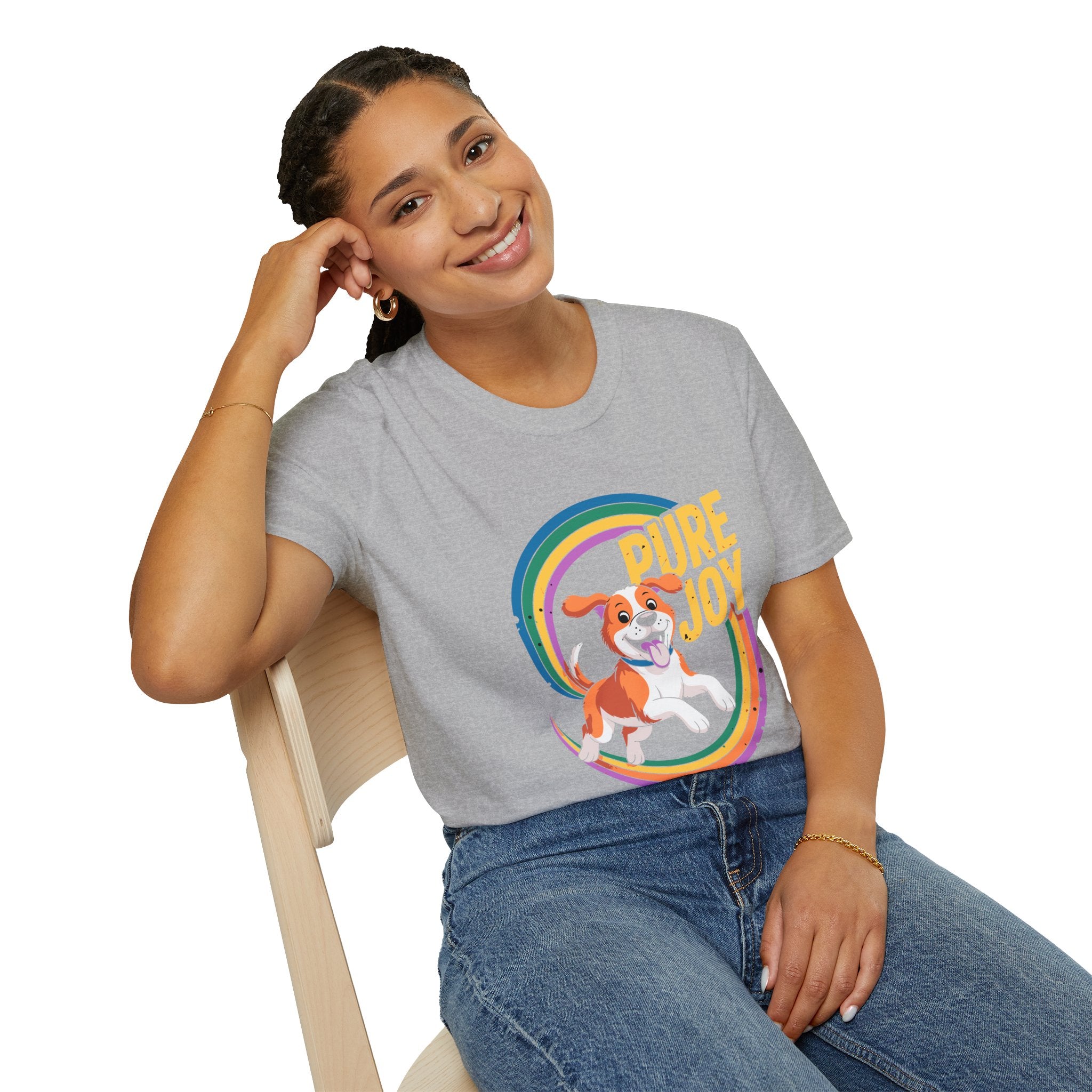 Pure Joy Dog T-Shirt – Playful Beagle Graphic Tee with Rainbow