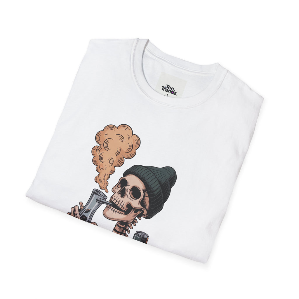 Skull Smoker T‑Shirt — "The Drunker" Vintage Skeleton Graphic Tee