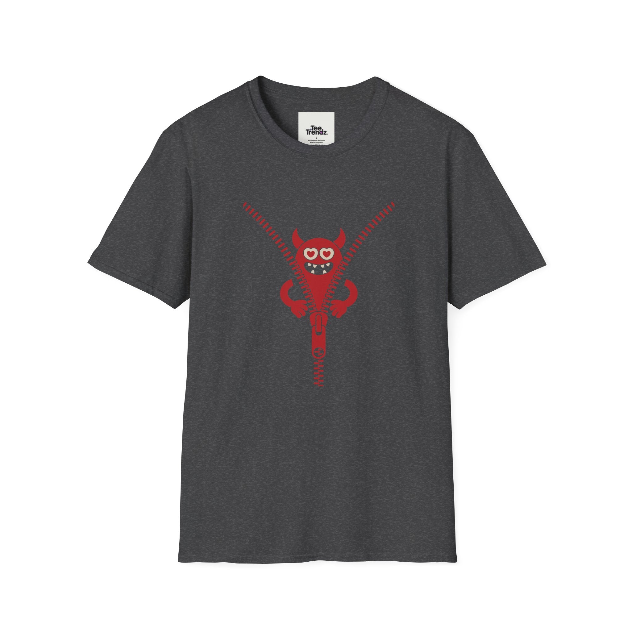 T-Shirt — Playful Monster Zipper Graphic Tee