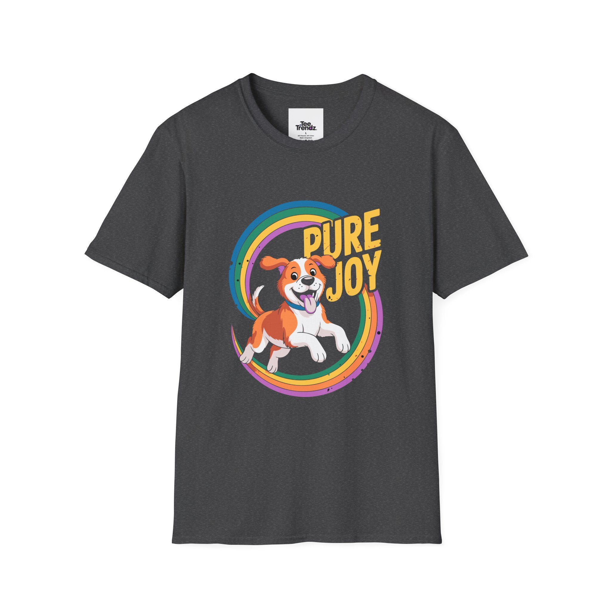 Pure Joy Dog T-Shirt – Playful Beagle Graphic Tee with Rainbow