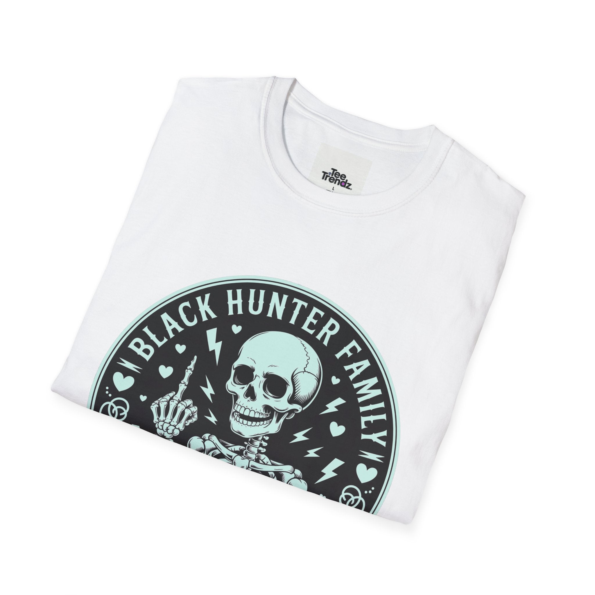 First Months Skeleton Family T-Shirt — "Black Hunter Family" Newborn Milestone Tee
