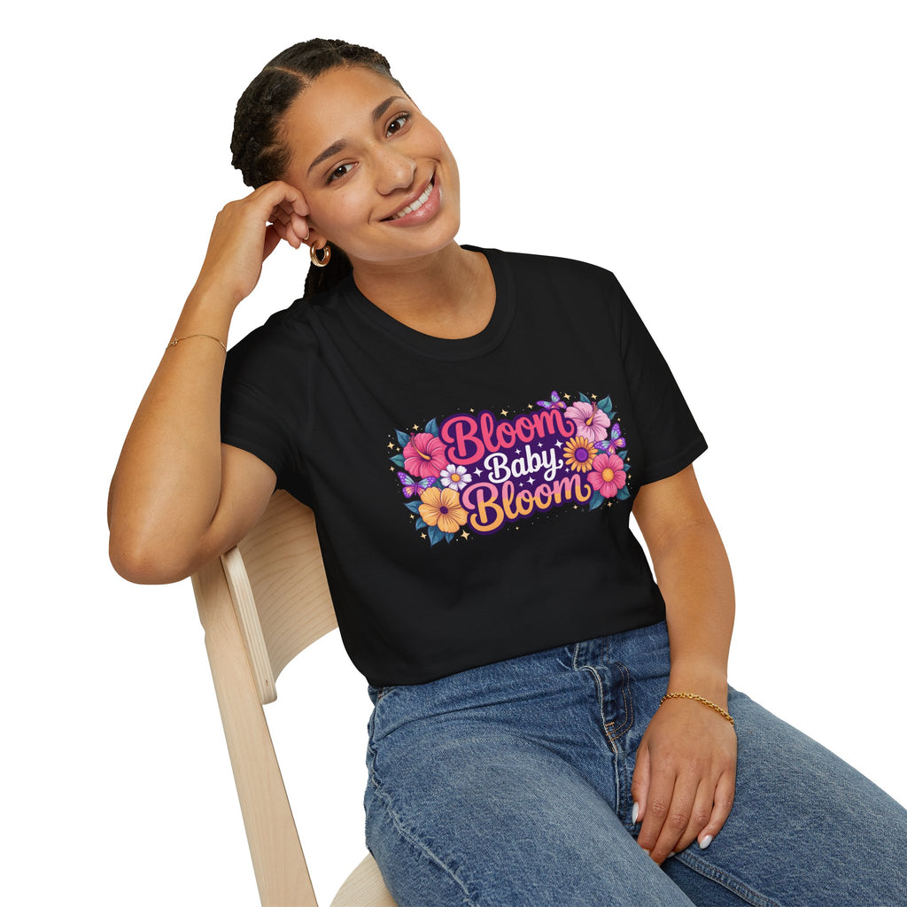 Bloom Baby Bloom Floral T-Shirt — Cute Spring Garden Tee for New Moms & Moms-to-Be