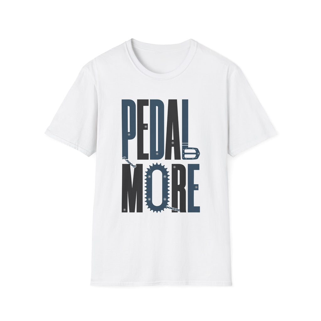 Pedal More T‑Shirt — Cycling Graphic Tee with Bike Pedal & Gear Design