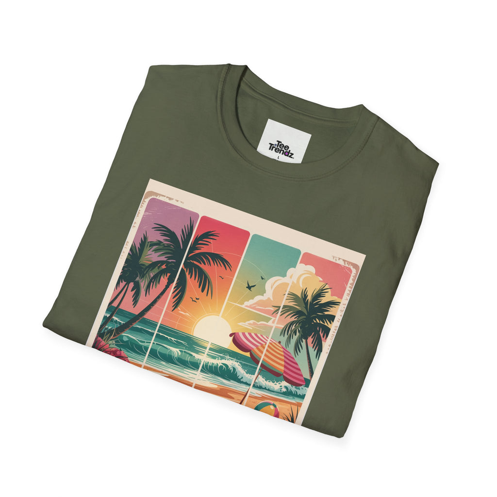 Summer Never Ends T-Shirt – Vintage Beach Sunset Graphic Tee